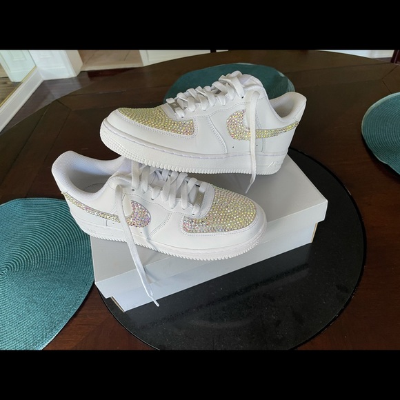 Custom Air Force 1 Women Custom Diamond Nike Air Force 1’s.